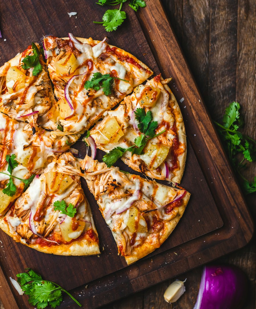 Vegan pizza topped with greens